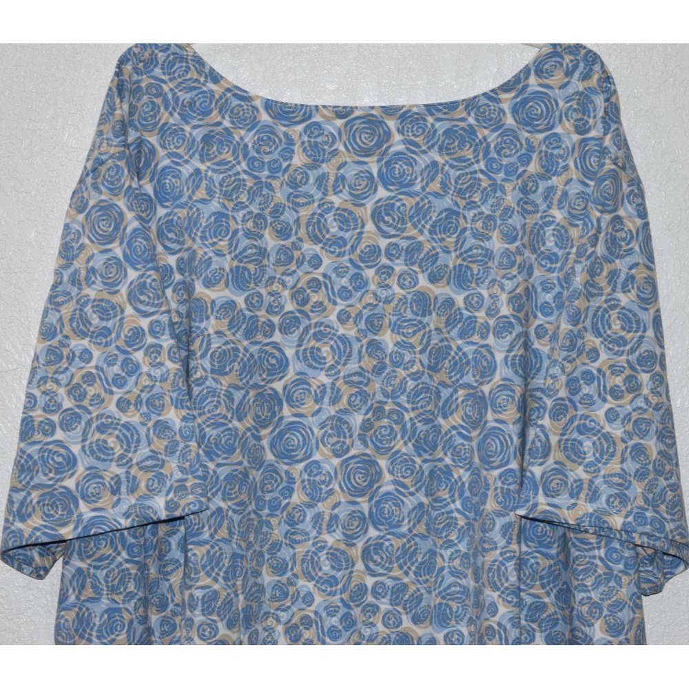 Liz & Me 4X Top Blue/White Squared Neck Short Slv 100% Cotton Shirt Blouse 30/32 - Picture 2 of 16